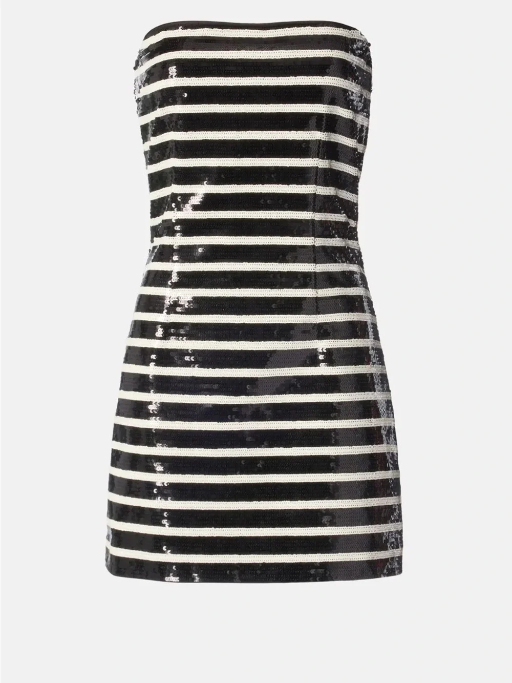 Veronica Beard Black and White Sequin Stripe Strapless Mini Dress - Picture 3 of 6